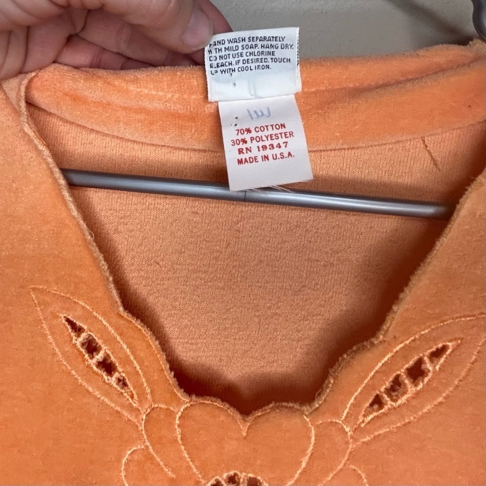 ILGWU Vintage 1970s Orange Velour Dress Ladies Garment Worker Union Collector - Picture 4 of 16